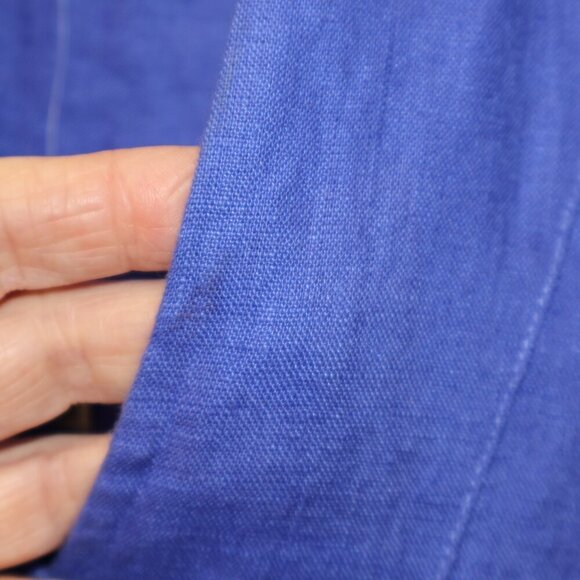 Madewell Women Size XS 100% Linen Mini Shift Dress V neck In Blue Star. - Picture 8 of 14